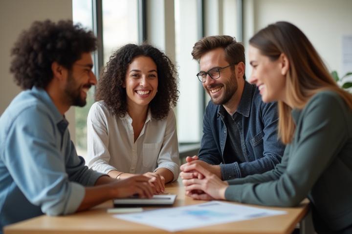 Reseexperten teamet ler och sitter tillsammans under en planeringssession