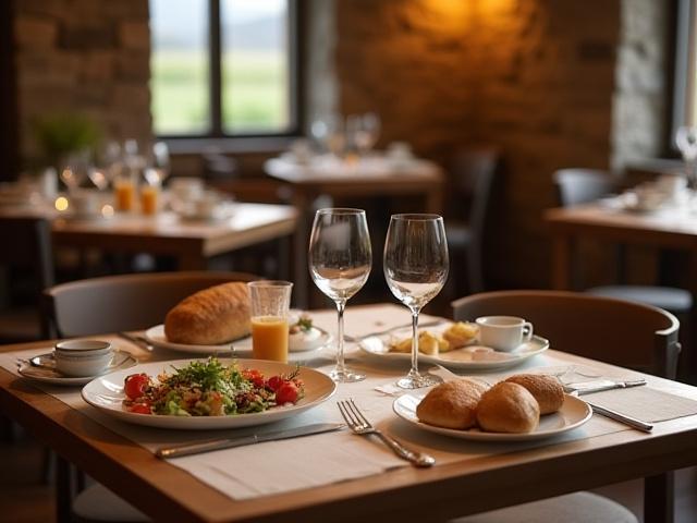 Middagsscen med lokala delikatesser på en pittoresk restaurang i Österlen